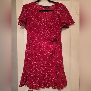 Fun, Red, Robe-style Polka-Dot Dress!